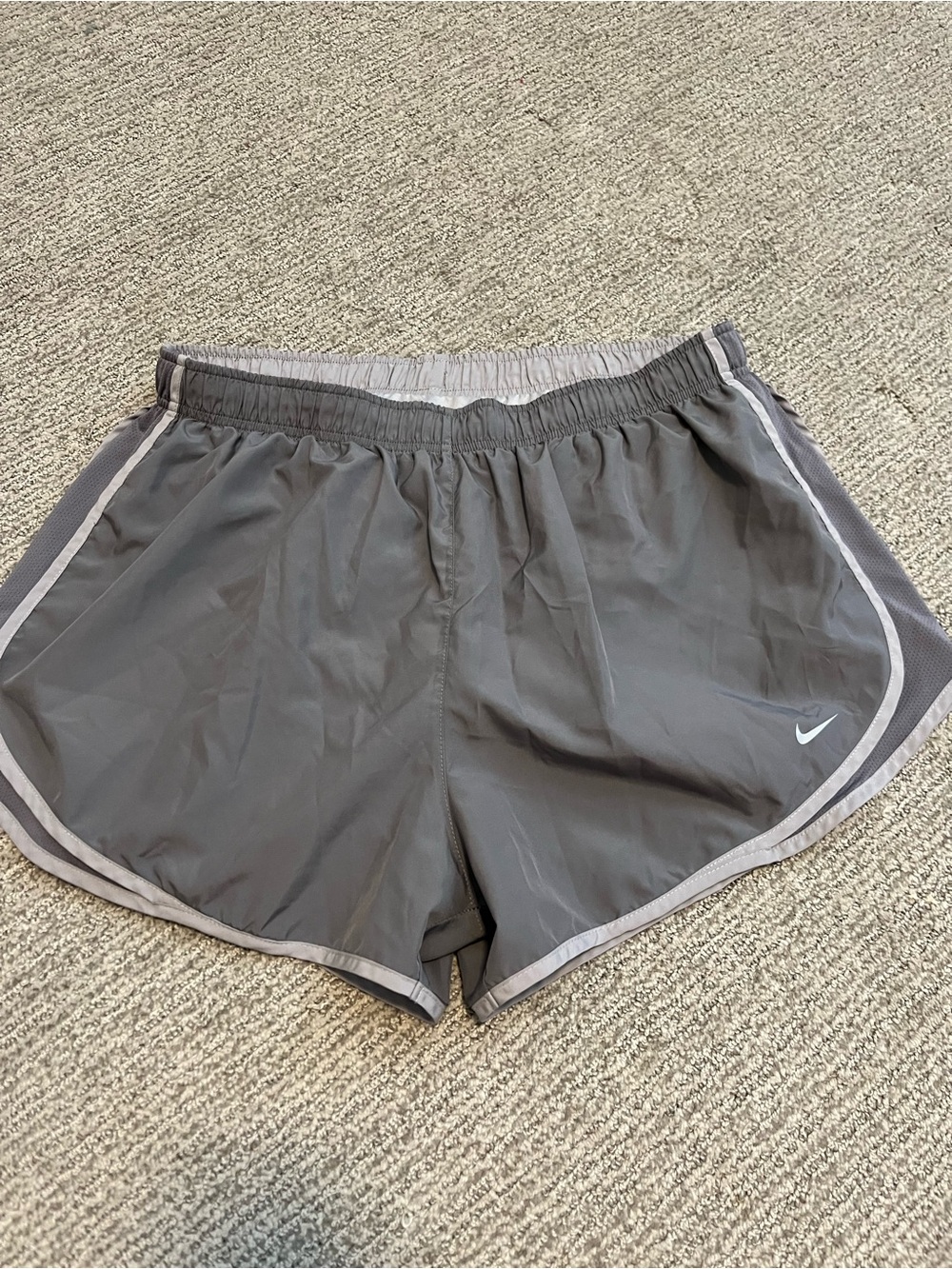Nike Women's Dark Gray Athletic Running Shorts with Light Trim